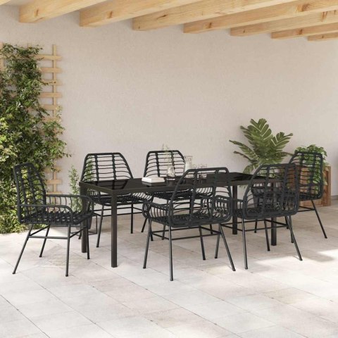 Zestaw do jadalni w ogrodzie 7 pcs Czarny polirattan