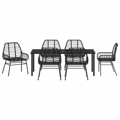 Zestaw do jadalni w ogrodzie 7 pcs Czarny polirattan