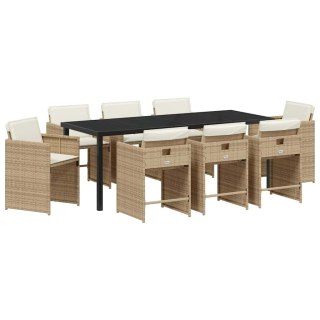 Zestaw do jadalni w ogrodzie 9 pcs Beżowy polirattan