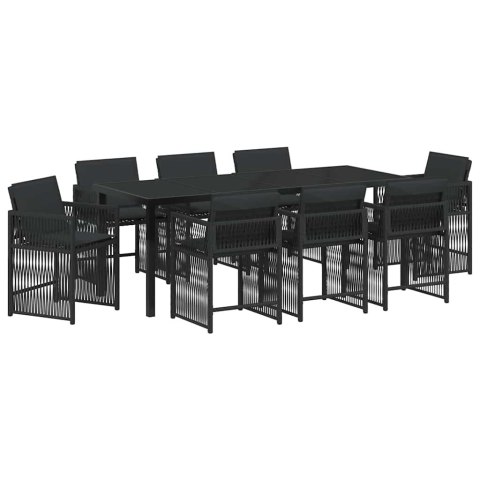 Zestaw do jadalni w ogrodzie 9 pcs Czarny polirattan