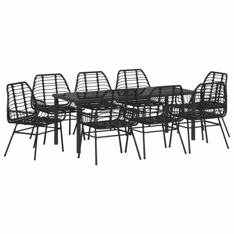 Zestaw do jadalni w ogrodzie 9 pcs Czarny polirattan