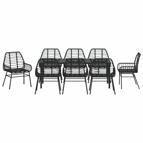 Zestaw do jadalni w ogrodzie 9 pcs Czarny polirattan