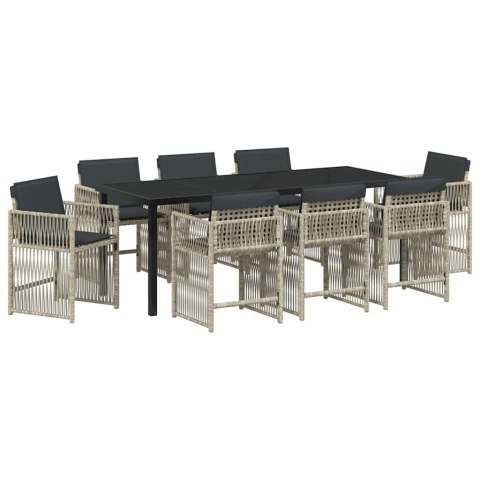 Zestaw do jadalni w ogrodzie 9 pcs Jasnoszary