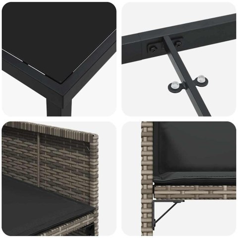 Zestaw do jadalni w ogrodzie 9 pcs Szary polirattan