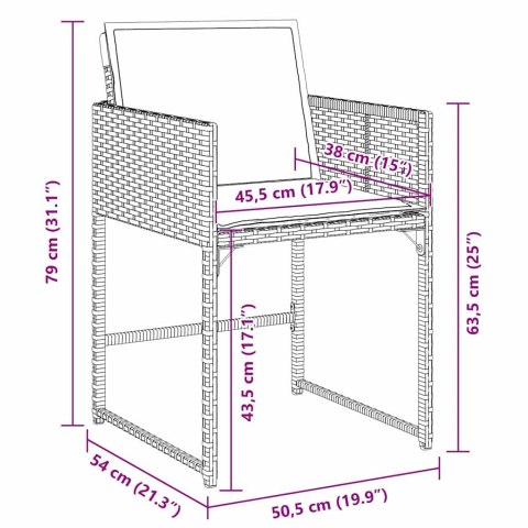 Zestaw do jadalni w ogrodzie 9 pcs Szary polirattan