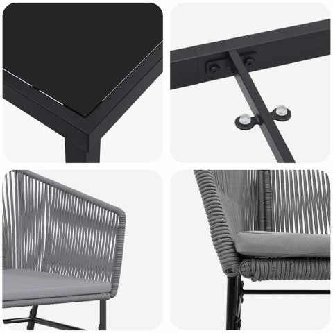 Zestaw do jadalni w ogrodzie z poduszką 7 pcs Szary