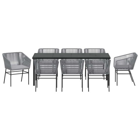 Zestaw do jadalni w ogrodzie z poduszką 9 pcs Szary