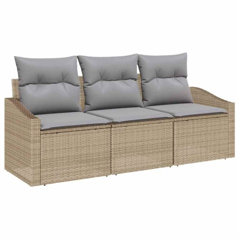 Zestaw Sof z poduszką 3 pcs Beżowy polirattan
