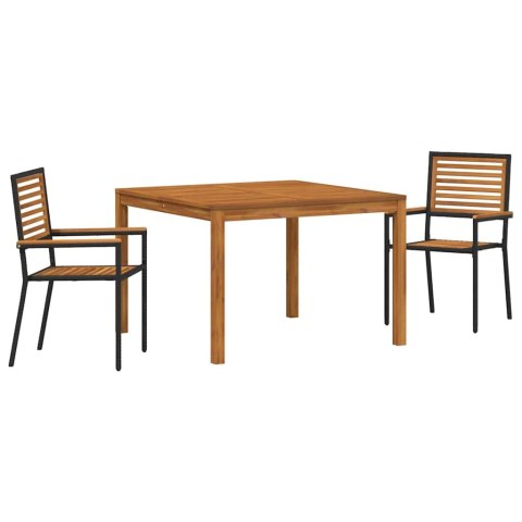 Zestaw do jadalni w ogrodzie 3 pcs Czarny Lite Drewno Akacji