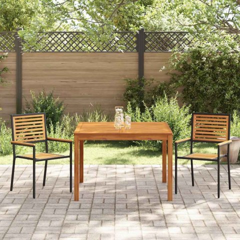 Zestaw do jadalni w ogrodzie 3 pcs Czarny Lite Drewno Akacji