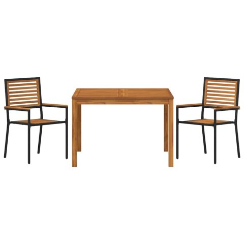 Zestaw do jadalni w ogrodzie 3 pcs Czarny Lite Drewno Akacji