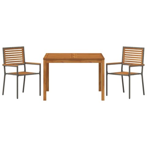Zestaw do jadalni w ogrodzie 3 pcs Szary Lite Drewno Akacji