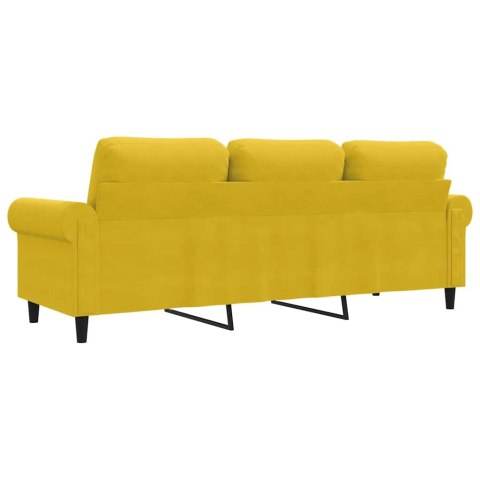 Sofa 3-osobowa, żółty, 180 cm, tapicerowana aksamitem