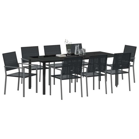 Zestaw do jadalni w ogrodzie 9 pcs Czarny Rattan PE