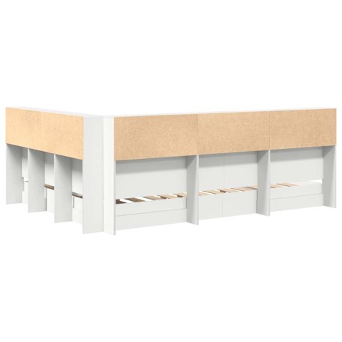 Łóżko z Biblioteczką Biały 135 x 190 cm Materiał drewnopochodny