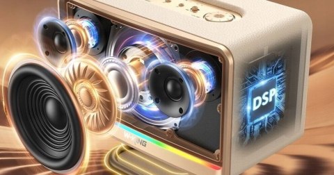 Głośnik bezprzewodowy Bluetooth W-KING H330 kremowy