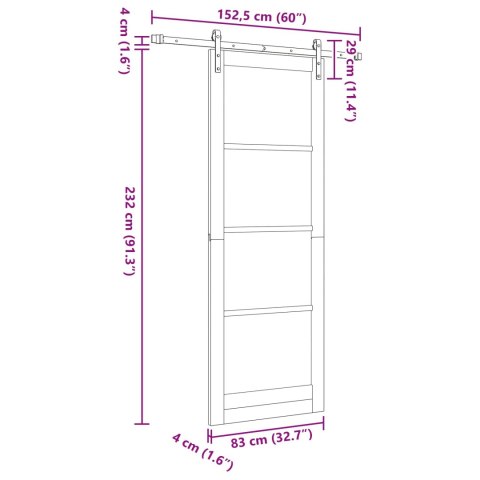 Drzwi przesuwne Biały 83 x 232 cm Lite drewno sosnowe