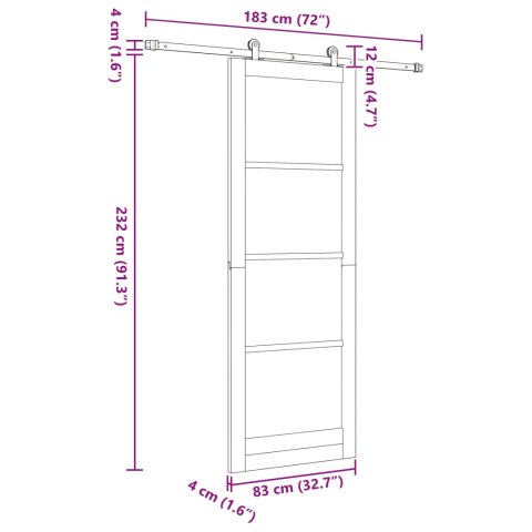 Drzwi przesuwne Biały 83 x 232 cm Lite drewno sosnowe