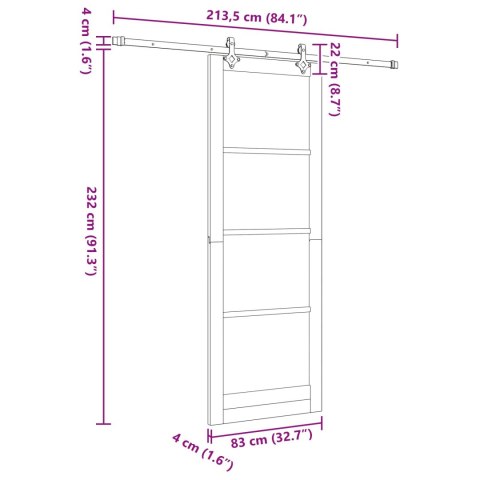 Drzwi przesuwne ORKDAL Biały 83 x 232 cm Lite drewno sosnowe