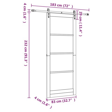 Drzwi przesuwne ORKDAL Biały 83 x 232 cm Lite drewno sosnowe