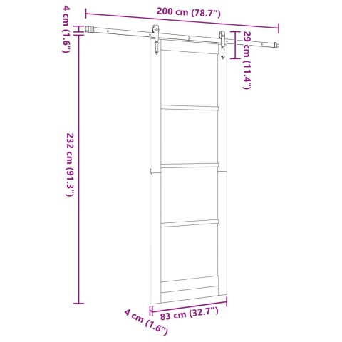 Drzwi przesuwne ORKDAL Biały 83 x 232 cm Lite drewno sosnowe