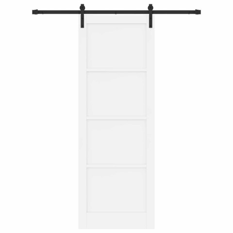 Drzwi przesuwne biały i czarny 83 x 232 cm Lite drewno sosnowe