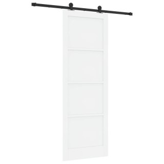Drzwi przesuwne biały i czarny 83 x 232 cm Lite drewno sosnowe