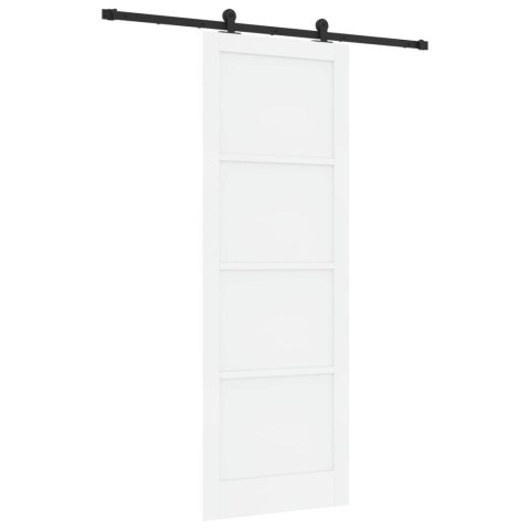 Drzwi przesuwne biały i czarny 83 x 232 cm Lite drewno sosnowe