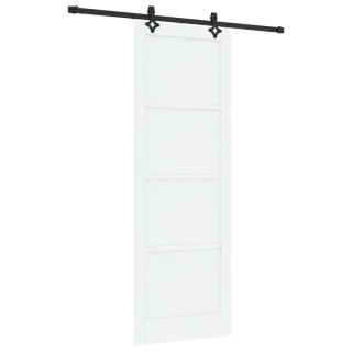 Drzwi przesuwne biały i czarny 83 x 232 cm Lite drewno sosnowe