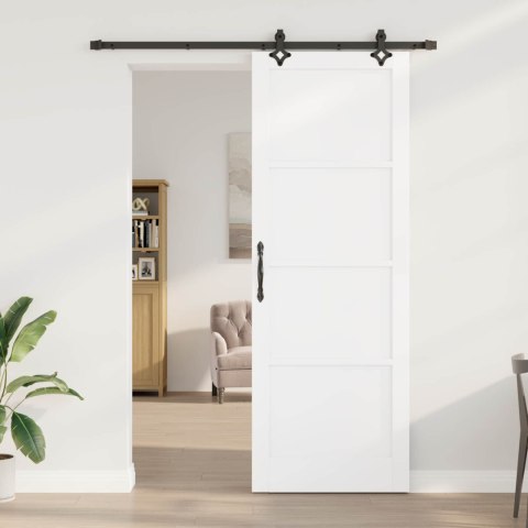 Drzwi przesuwne biały i czarny 83 x 232 cm Lite drewno sosnowe