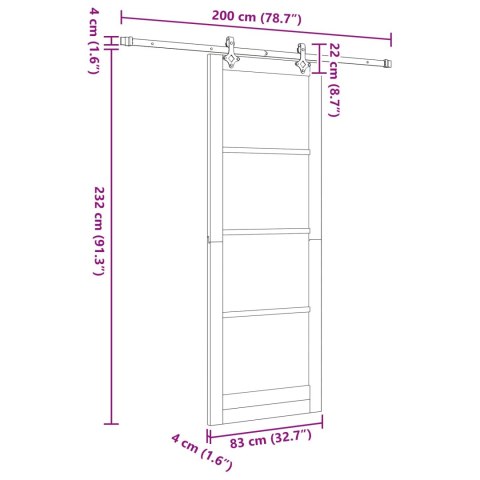 Drzwi przesuwne biały i czarny 83 x 232 cm Lite drewno sosnowe