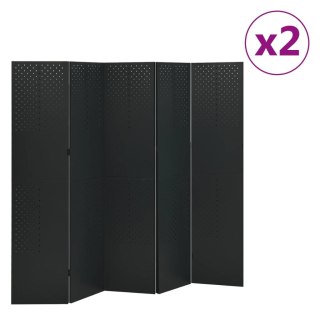 Parawany 5-panelowe, 2 szt., czarne, 200x180 cm, stalowe