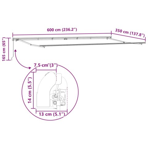 Markiza wysuwana Wielokolorowe 600 × 350 cm