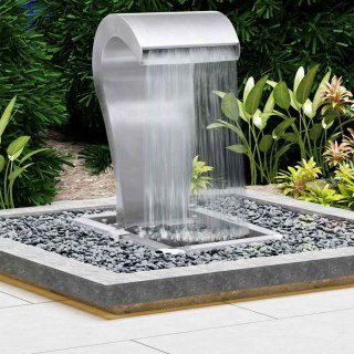 Fontanna, wodospad do ogrodu, srebrna, 34x49x82 cm, stal