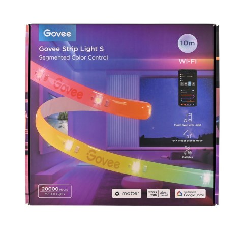 Govee Taśma LED Strip Light S z przezroczystą powłoką ochronną 10m RGBIC, Wi-Fi, Bluetooth H612CCD11