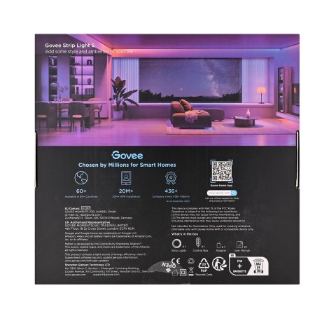 Govee Taśma LED Strip Light S z przezroczystą powłoką ochronną 10m RGBIC, Wi-Fi, Bluetooth H612CCD11