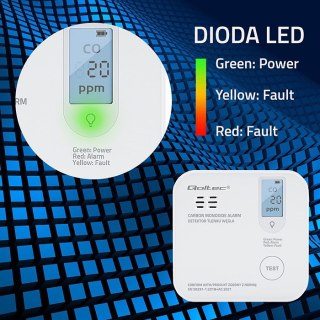 QOLTEC CZUJNIK TLENKU WĘGLA (CZADU) Z BATERIĄ | DETEKTOR CO | ALARM 85DB | LED