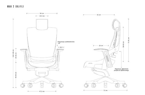 Fotel biurowy Wau 2 BL410 tkanina mustard/biały