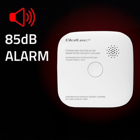 QOLTEC CZUJNIK DYMU Z BATERIĄ | TUYA | WI-FI | ALARM 85DB | LED