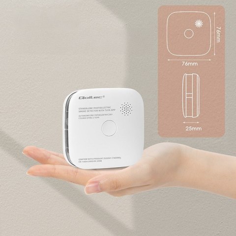 QOLTEC CZUJNIK DYMU Z BATERIĄ | TUYA | WI-FI | ALARM 85DB | LED