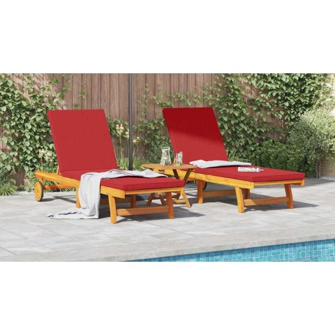 Leżak 2-osoba 3 pcs Brązowy Lite Drewno Akacji