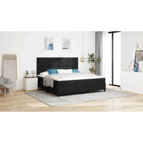 Łóżko sprężynowe z materacem z LED Czarny 200 x 200 cm tkanina