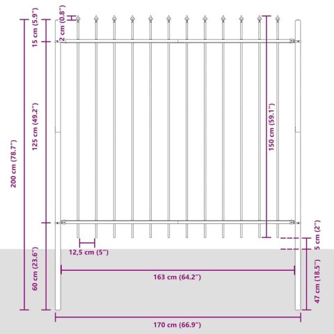 Ogrodzenie Ogrodowe 4 pcs Szary 6,8 x 1,5 m