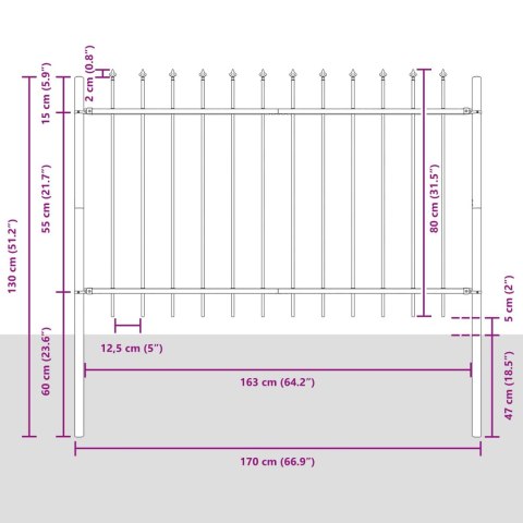 Ogrodzenie Ogrodowe 5 pcs Biały 8,5 x 0,8 m