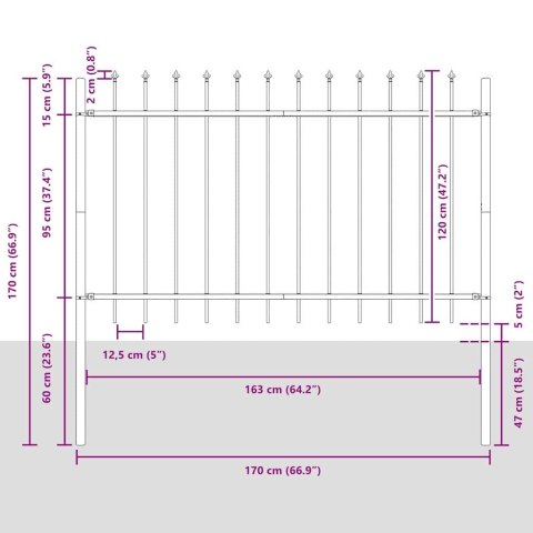 Ogrodzenie Ogrodowe 5 pcs Szary 8,5 x 1,2 m