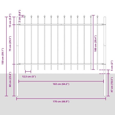 Ogrodzenie Ogrodowe 5 pcs Szary 8,5 x 1 m