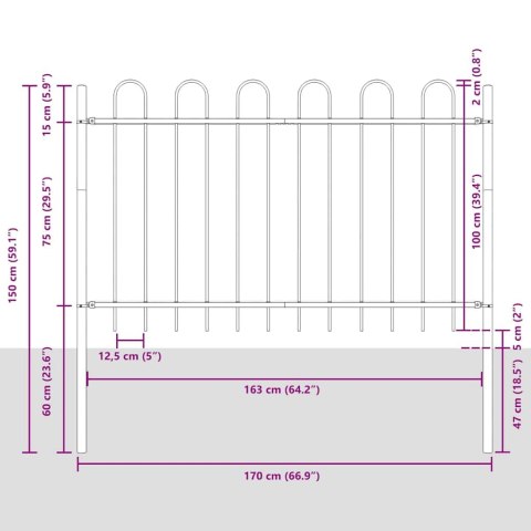 Ogrodzenie Ogrodowe 5 pcs Szary 8,5 x 1 m