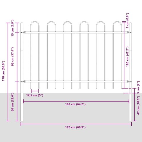 Ogrodzenie Ogrodowe 7 pcs Szary 11,9 x 1,2 m