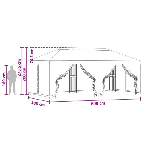Altana z bokami 6 x 3 m Beżowy Poliester i Stal 190