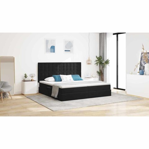 Łóżko z miejscem na przechowywanie i materacem 200 x 200 cm
